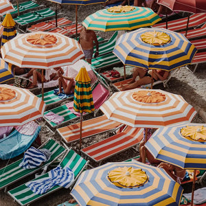 Colourful striped beach parasols