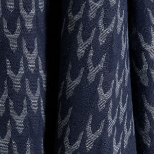 Navy blue woven patterned fabric detail