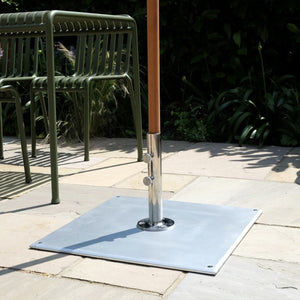 Square silver steel parasol base